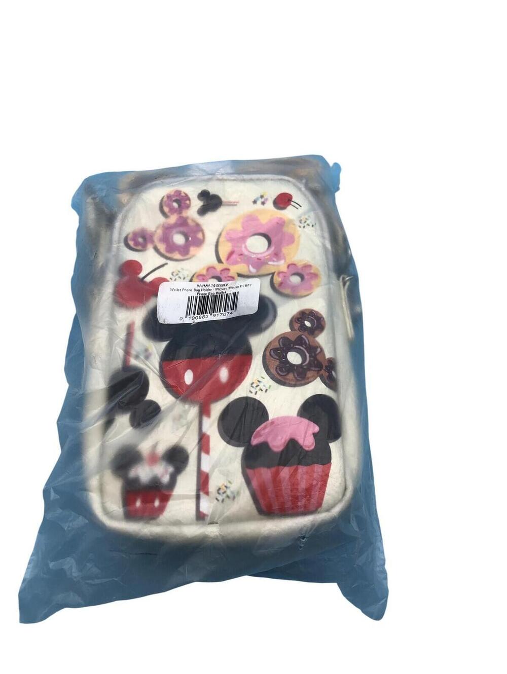 Mickey Mouse Phone Wallet Case Bag Strap Multicolor Faux Leather Cartoon